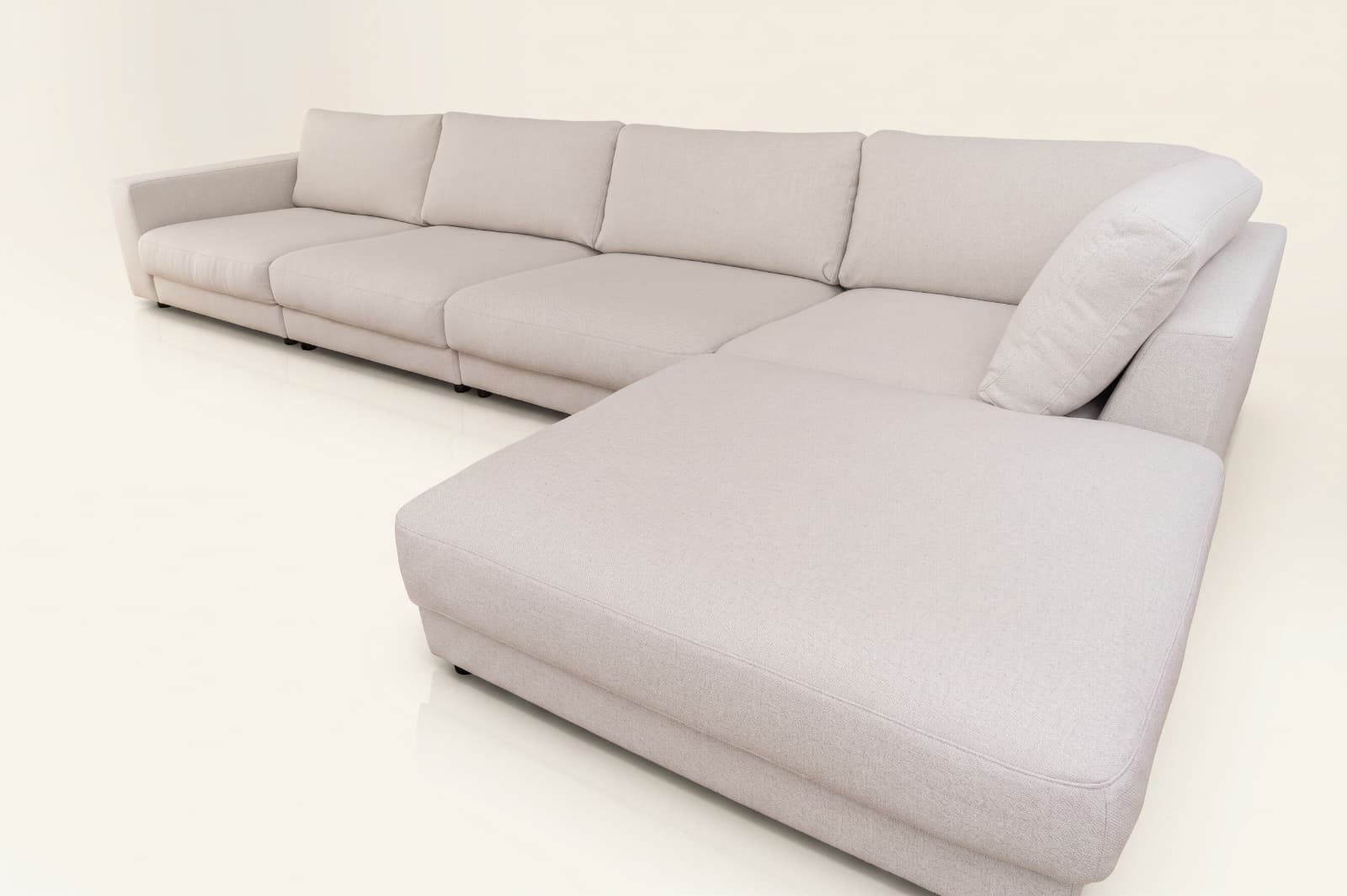 Corner sofa with goose down cushions, detachable modules and ottoman Canapea Bella cu franjuri