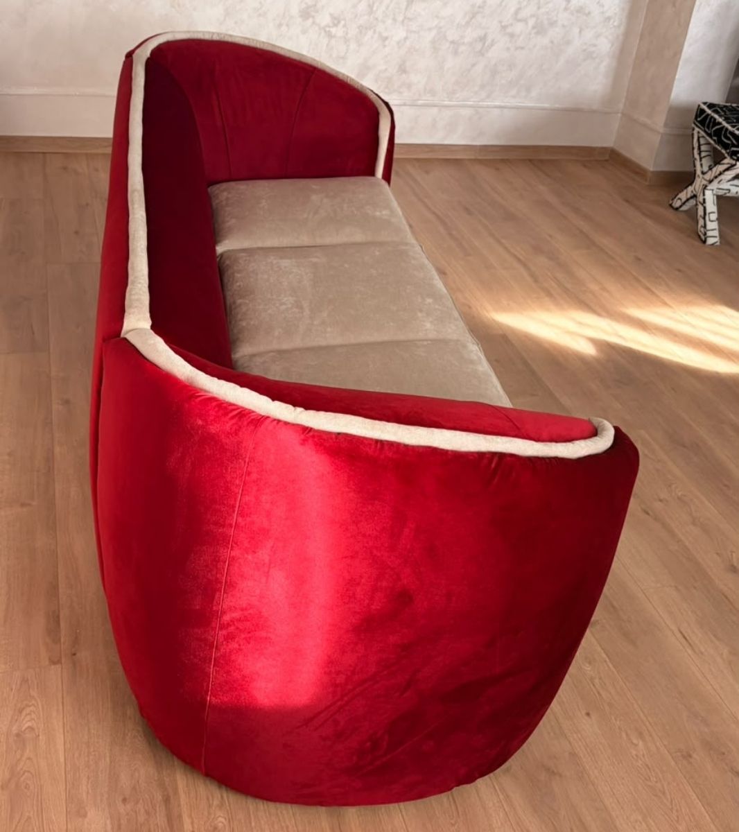 Round Art Deco Velvet Sofa Canapea Bella cu franjuri